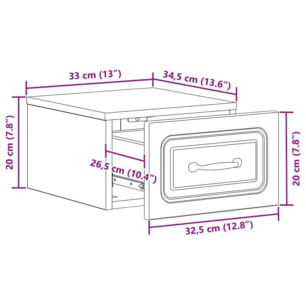 Wall-Mounted Bedside Cabinet Compact White Storage Drawer Shelf