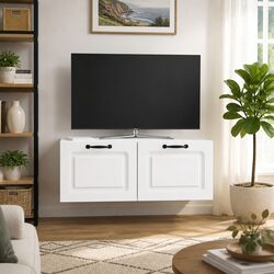 Wall-Mounted TV Cabinet in White for Efficient Storage