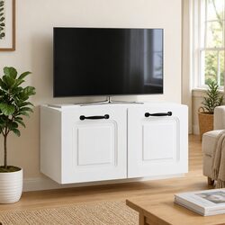 White Wall-Mounted TV Cabinet for Efficient Storage