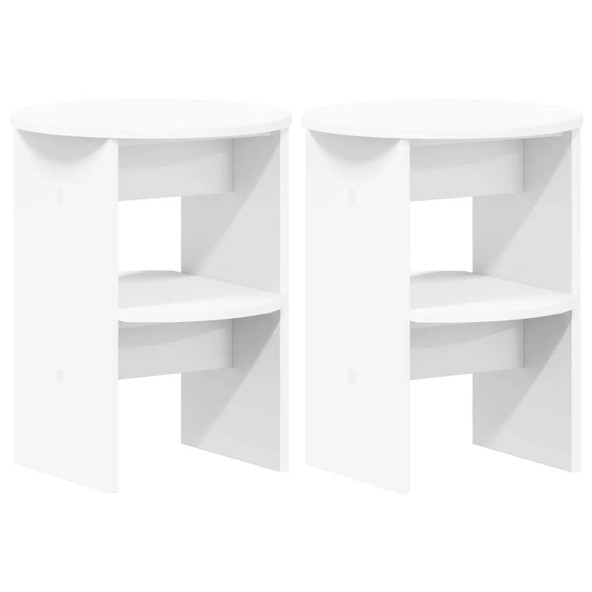 Side Cabinet Modern Storage Furniture Compact Cylindrical 2 Piece White