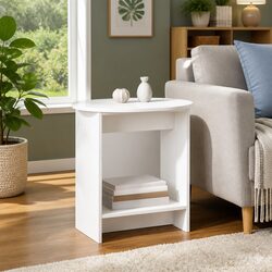 White Engineered Wood Side Table, 50x39.5x55 cm