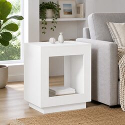 Modern End Table in White Engineered Wood