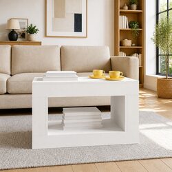 Compact White Coffee Table with Sturdy Construction