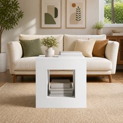 Compact White Coffee Table with Durable Construction