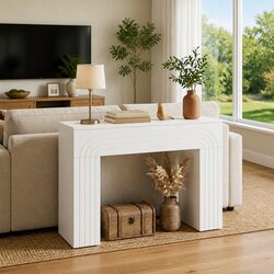Engineered Wood Rectangular Coffee Table in White