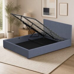 Gas Lift Bed Frame King Single with Headboard in Charcoal