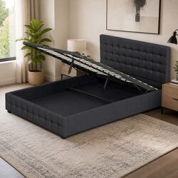 Contemporary Double Gas Lift Bed Frame in Dark Grey