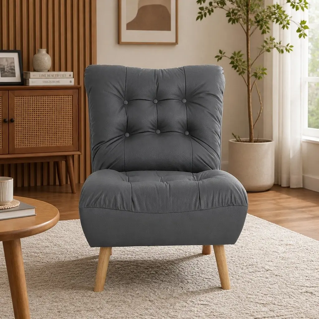 Accent Recliner Chair Adjustable Backrest Grey Foam Seating