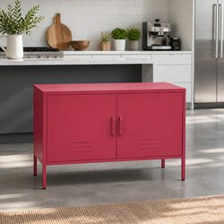 Buffet Sideboard Storage Cabinet in Pink Metal