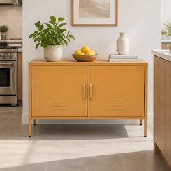 Cold Rolled Steel Yellow Buffet Sideboard with Storage