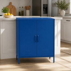 Blue Cold Rolled Steel Buffet Sideboard Storage Cabinet