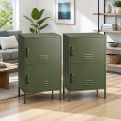 Green Buffet Sideboard Cabinet Storage, Set of 2