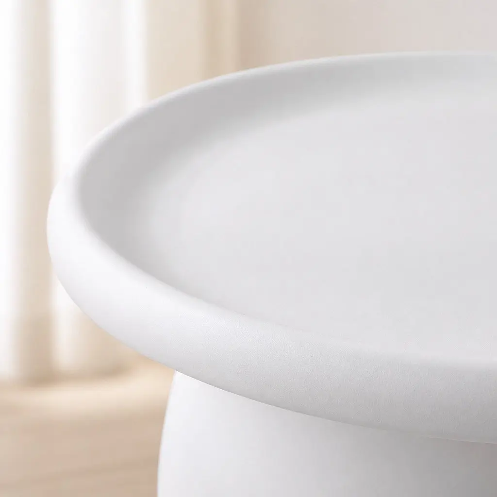 Round Coffee Table Easy to Clean 71CM White