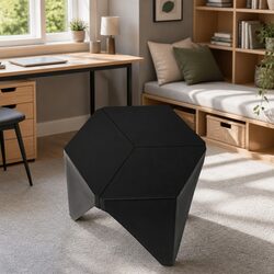 Puzzle-Inspired Black Bar Stools - Set of 4