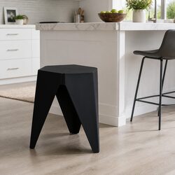 Set of 2 Modern Stackable Bar Stools in Black
