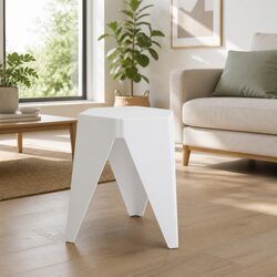 Set of 2 White Stackable Bar Stools with Puzzle Design