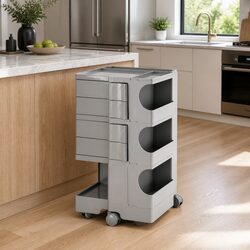 Five-Tier Storage Trolley with Wheels in Grey