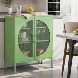 Cold-Rolled Steel Buffet Sideboard Cabinet in Light Green