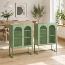 2-Door Buffet Sideboard Cabinet Set with Adjustable Shelves