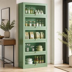 5-Tier Storage Cabinet Buffet Sideboard in Light Green