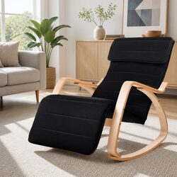 Adjustable Footrest Black Bentwood Rocking Chair