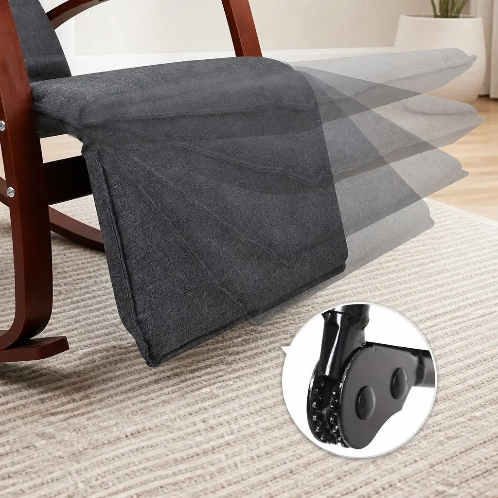Rocking Armchair with Adjustable Footrest in Charcoal