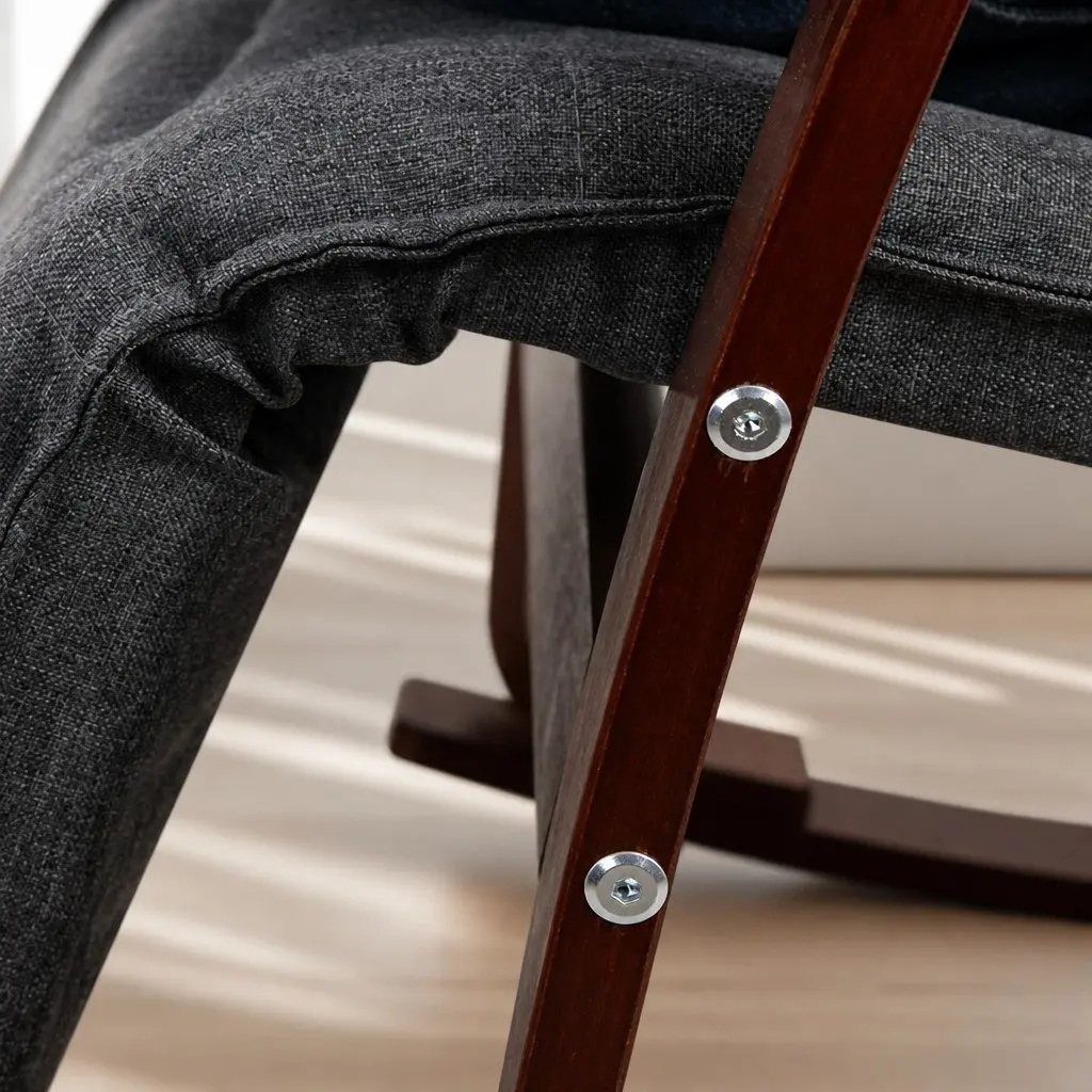 Rocking Armchair with Adjustable Footrest in Charcoal