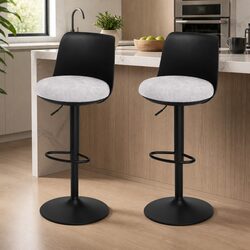 Black Bar Stools Set of 2 with Adjustable Height