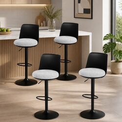 Bar Stools Set of 4 with Gas Lift and Curved Backrest