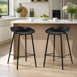 Bar Stool Set of 2 with Metal Frame and PP Seat
