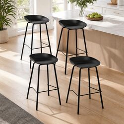 4-Piece Bar Stool Set for Kitchen Counter Height with Metal Frame