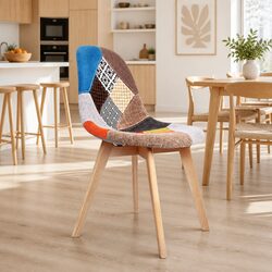 Dining Chairs Set of 2 with Wooden Legs and Fabric Cover