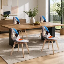 Eiffel Style Dining Chair Set of 4 with Fabric Cover