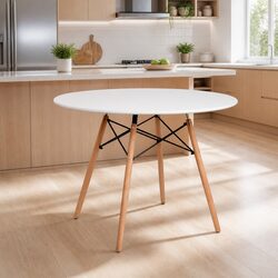100cm Round Dining Table with Beech Wood Legs