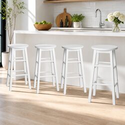 Round Bar Stools Set of 4 with Beech Wood Construction