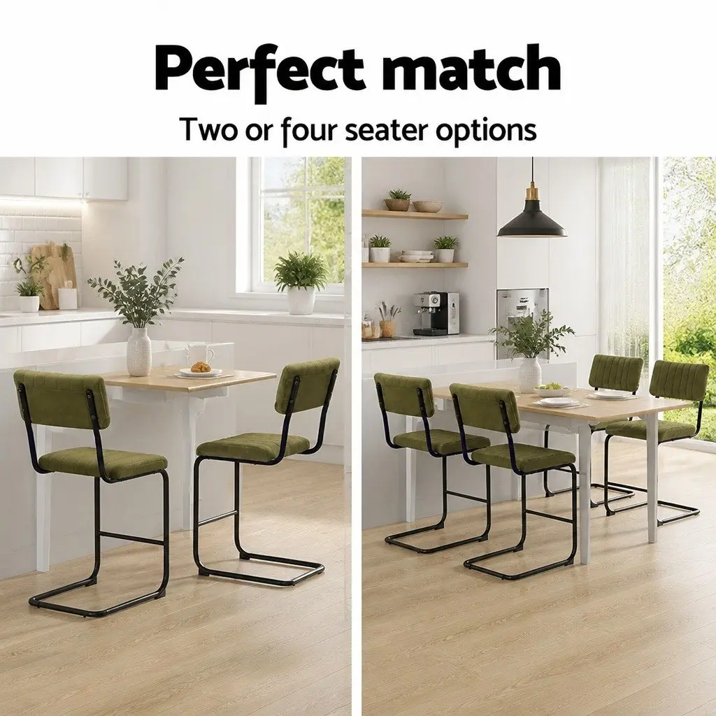 Bar Stools Cushioned Seat Back Support 65cm Green Velvet Metal Footrest Set