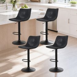 4-Piece Vintage Swivel Bar Stool Set with Adjustable Height