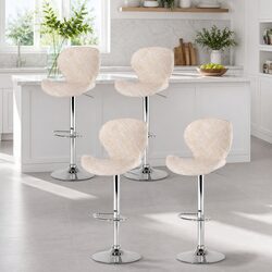 4-Piece Adjustable Bar Stool Set with Rattan Seats