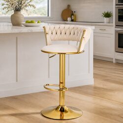 Adjustable Bar Stools with Hand-Woven Backrest
