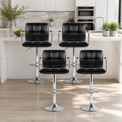 Bar Stools Set of 4 with Adjustable Height and Armrests
