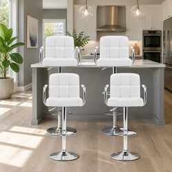 Gas Lift Bar Stools Set of 4 with Armrests