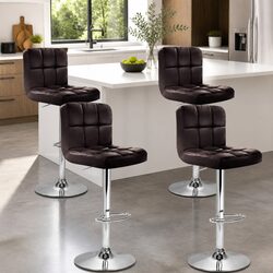 Height Adjustable Bar Stools Set of 4 in Brown
