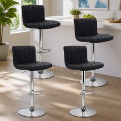 Set of 4 Adjustable Bar Stools with Chrome Base
