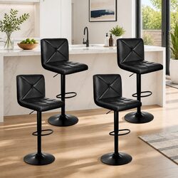 Bar Stools Set of 4 with Gas Lift and Swivel Design