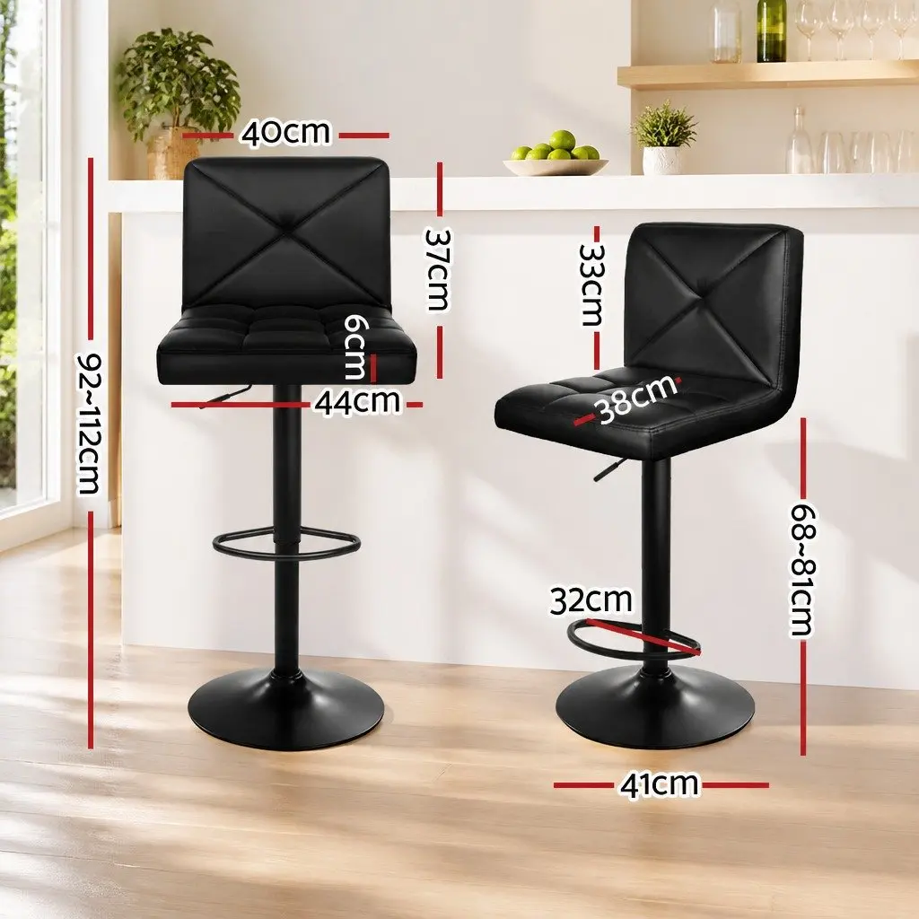 Bar Stools Height Adjustable Padded Seat 4 Piece Black