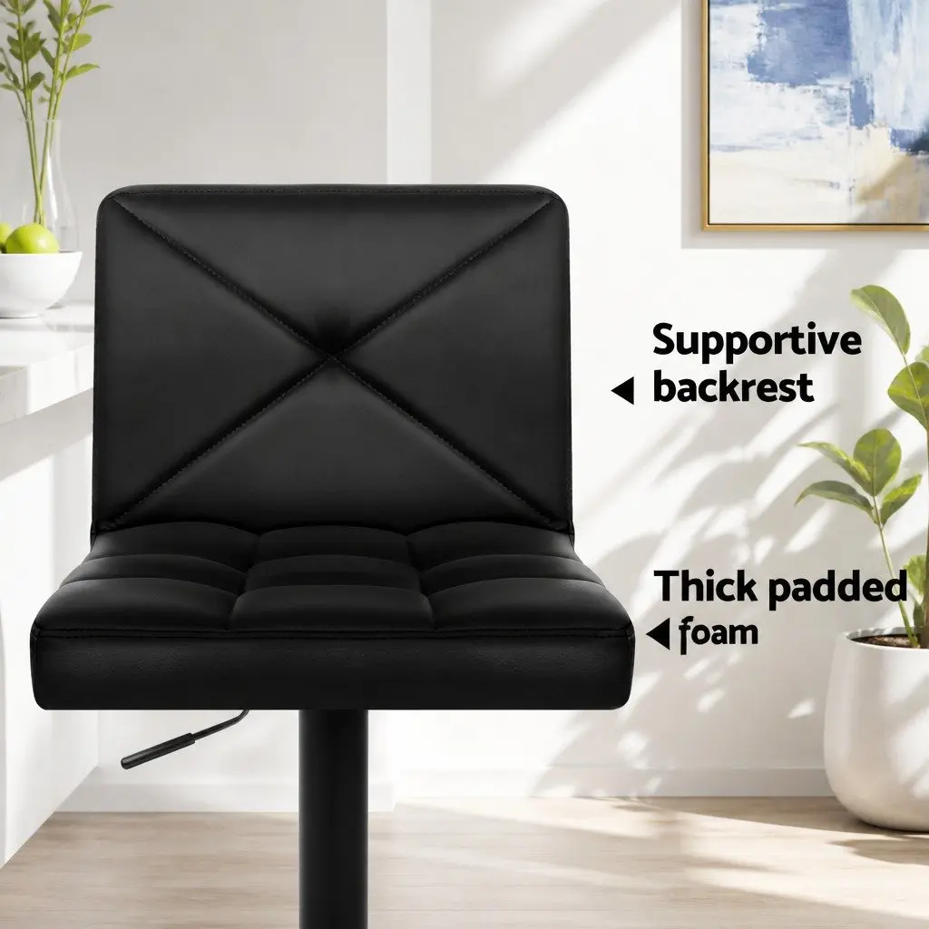 Bar Stools Height Adjustable Padded Seat 4 Piece Black
