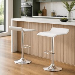 White PU Leather Adjustable Bar Stools Set of 2