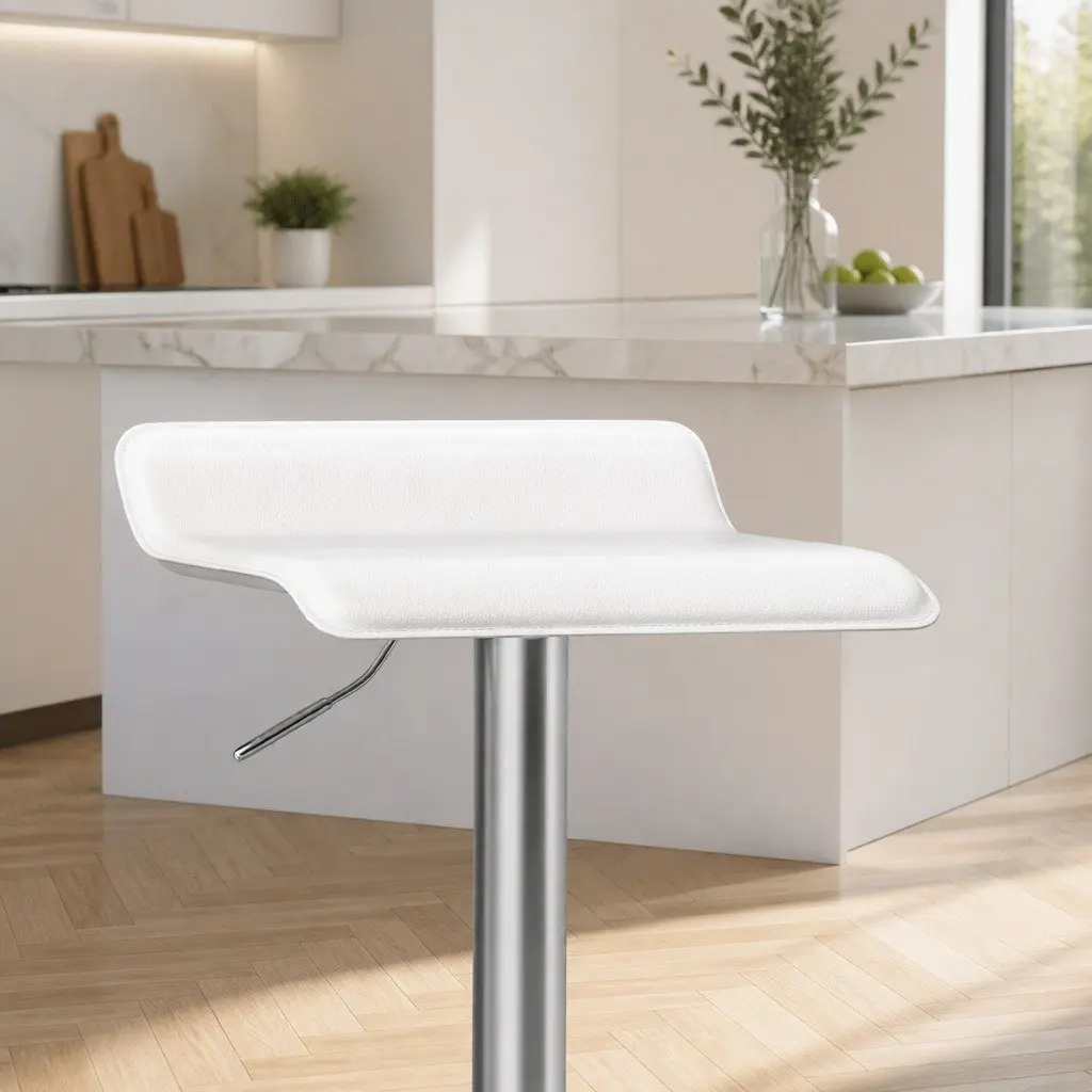 Bar Stools Adjustable Height Swivel Seat Set of 4 White Kitchen Counter Seating