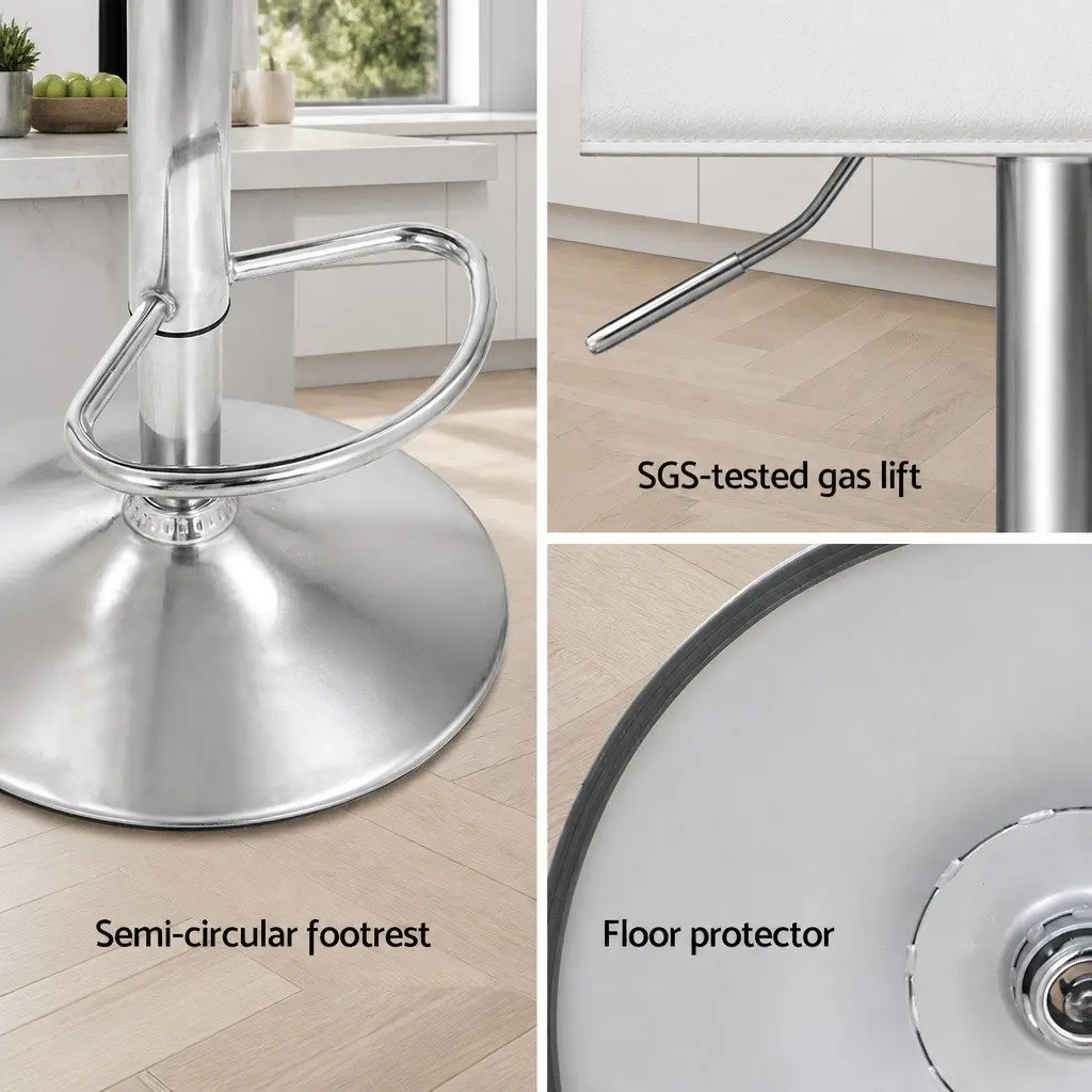 Bar Stools Adjustable Height Swivel Seat Set of 4 White Kitchen Counter Seating