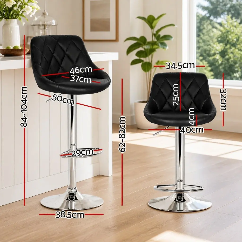 Bar Stools Padded Adjustable Gas Lift Swivel 4 Piece Black